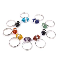 innovative fashion natural crystal ring hexagonal column reiki healing energy personality unusual vintage jewelry 2020 for women