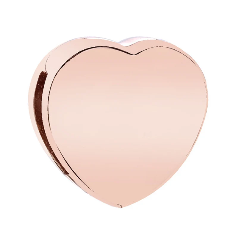 

Genuine 925 Sterling Silver Charm Rose Gold Reflexions Smooth Love Heart Clip Lock Beads Fit Pan Bracelet Diy Jewelry