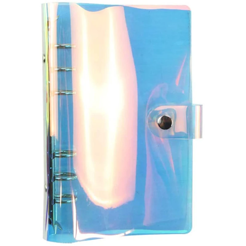 

A6 6-Ring Binder Cover PVC Planner For Journal Refillable Notebook Shell with Snap Button Closure For 6 Round-Ring Pages