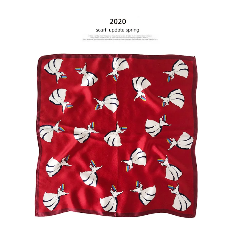 

Fashion 2021 Hot Women Summer Beach 100% Natural Real Silk Scarf Small Neck Scarves Shawl Bandana Hijab Pashmina Poncho 53*53cm