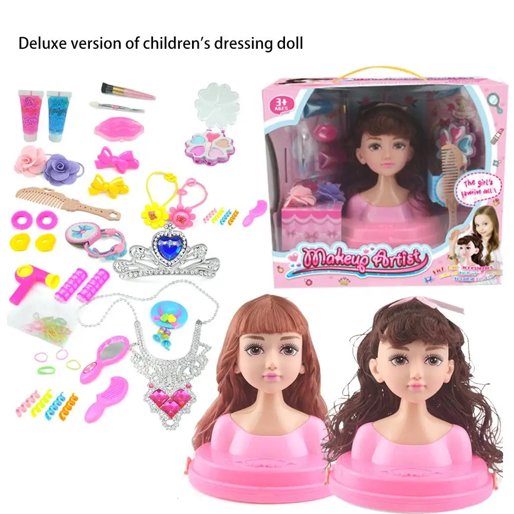 

Kids Doll Make Up Toy Set Girl Pretend Play Comb Hair Princess Makeup Safety Non-toxic Kit Toys for Girls Dressing Cosmetic Gift