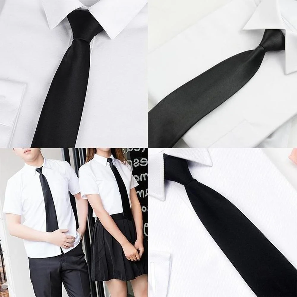 

Black tie with clips for students, wedding banquets, business, butler's clothes, black tie fosca, foundation