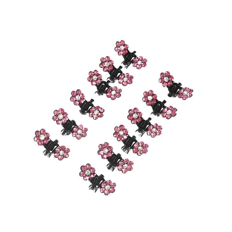 

12pcs/pack Crystal Rhinestone Flower Hair Claw Hairpins Hair Accessories Ornaments Hair Clips Hairgrip for Kids Girl