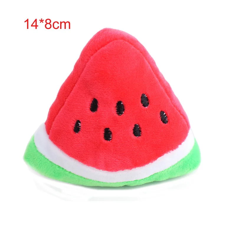 watermelon Плюшевые игрушки пищащие Собаки кости банан Мороженое морковь жевательная игрушка для щенков интерактивные игрушки для кошек собачка, звук, игрушка для маленьких собак - Цвет: watermelon