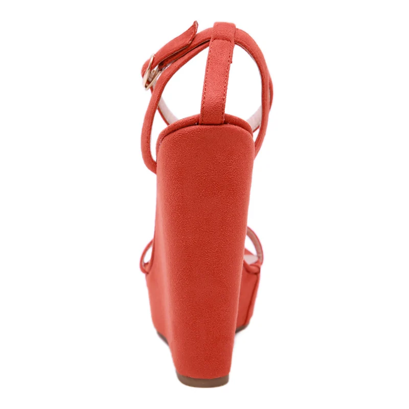 Женские босоножки из флока на высоком каблуке 15 5 см и танкетке 4 Роскошные