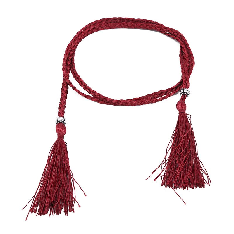 

Ladies'S Tassel Faux Leather Straps Female Fringe Belt Straps Belt Accessories New Thin Knitted Fabric