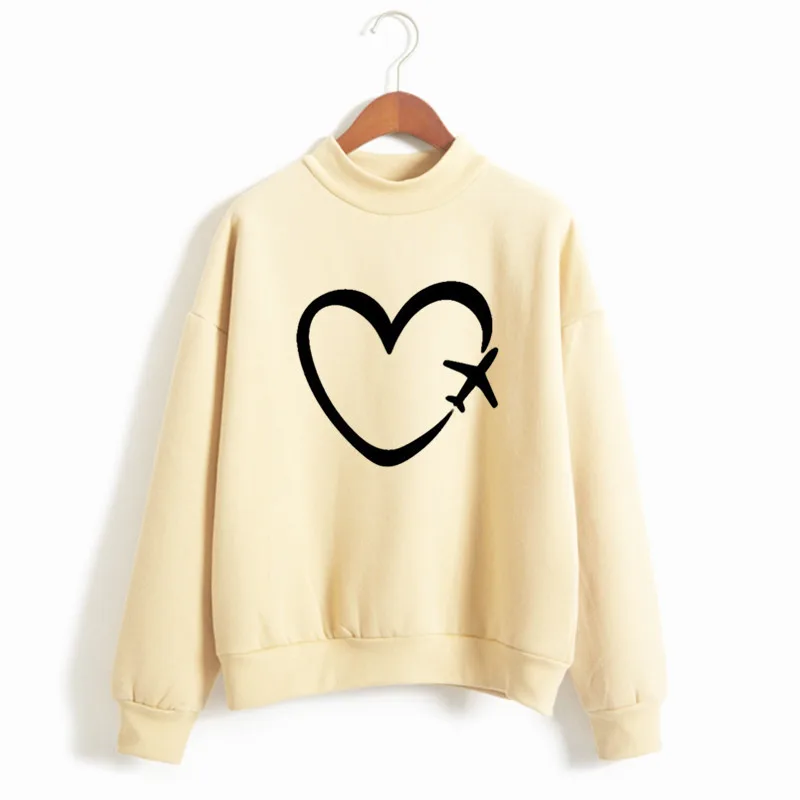 Женские путешествие самолет с принтом сердце Любовь Harajuku толстовки капюшоном
