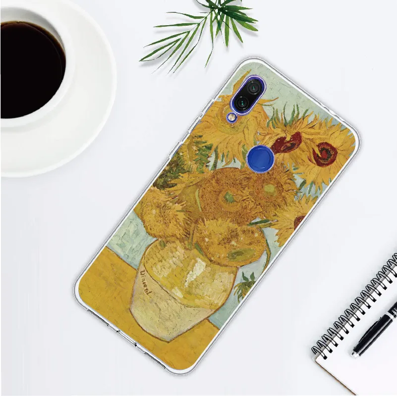 Мягкий прозрачный защитный чехол из ТПУ с изображением подсолнуха Ван Гога