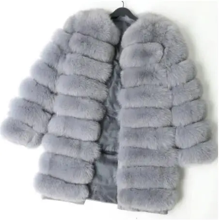 long coat 2 Женская мода осенний зимний стиль настоящая лисица пальто жилет тонкий круглый вырез зимний женский натуральный мех куртка пальто жилет - Цвет: long coat 2