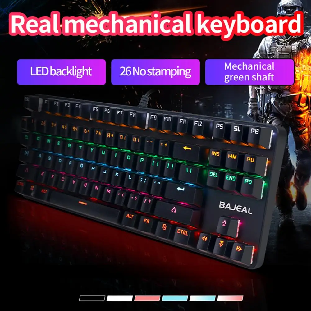 Механическая Проводная игровая клавиатура с RGB подсветкой 87 клавиш|Запасные