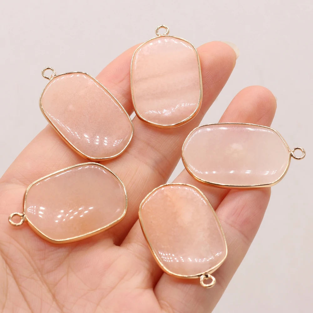 

Natural Stone Gem Pink Aventurine Pendant Handmade Crafts DIY Necklace Earrings Jewelry Accessories Gift Making