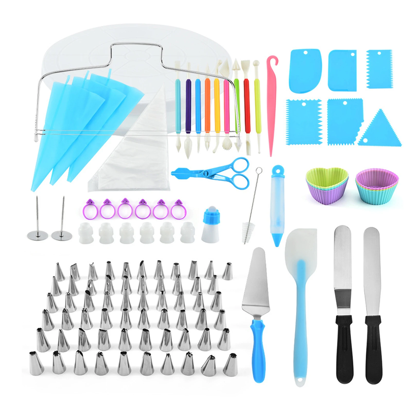 

110PCS торт декоративные наборы с глазури Кондитерские наконечники для выпечки Сумки Цветок кремовые накладные ногти шпатель для выпечки гла...