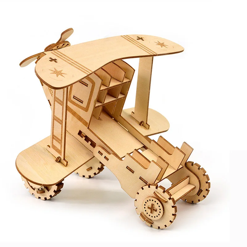 Лазерная резка 3D Деревянный пазл бисамолет Автомобиль Мотоцикл игрушки в сборе
