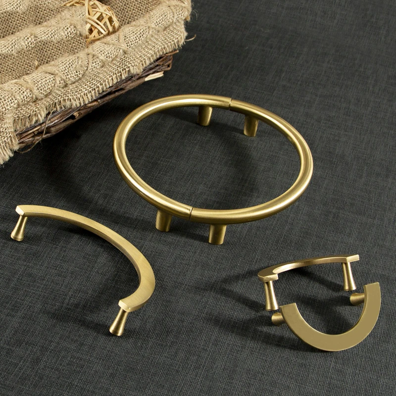 

Satin Brass Vintage Antique Ring shape Cabinet Handles Furniture Handle Drawer Knobs Wardrobe Door Pulls Furniture Hardware