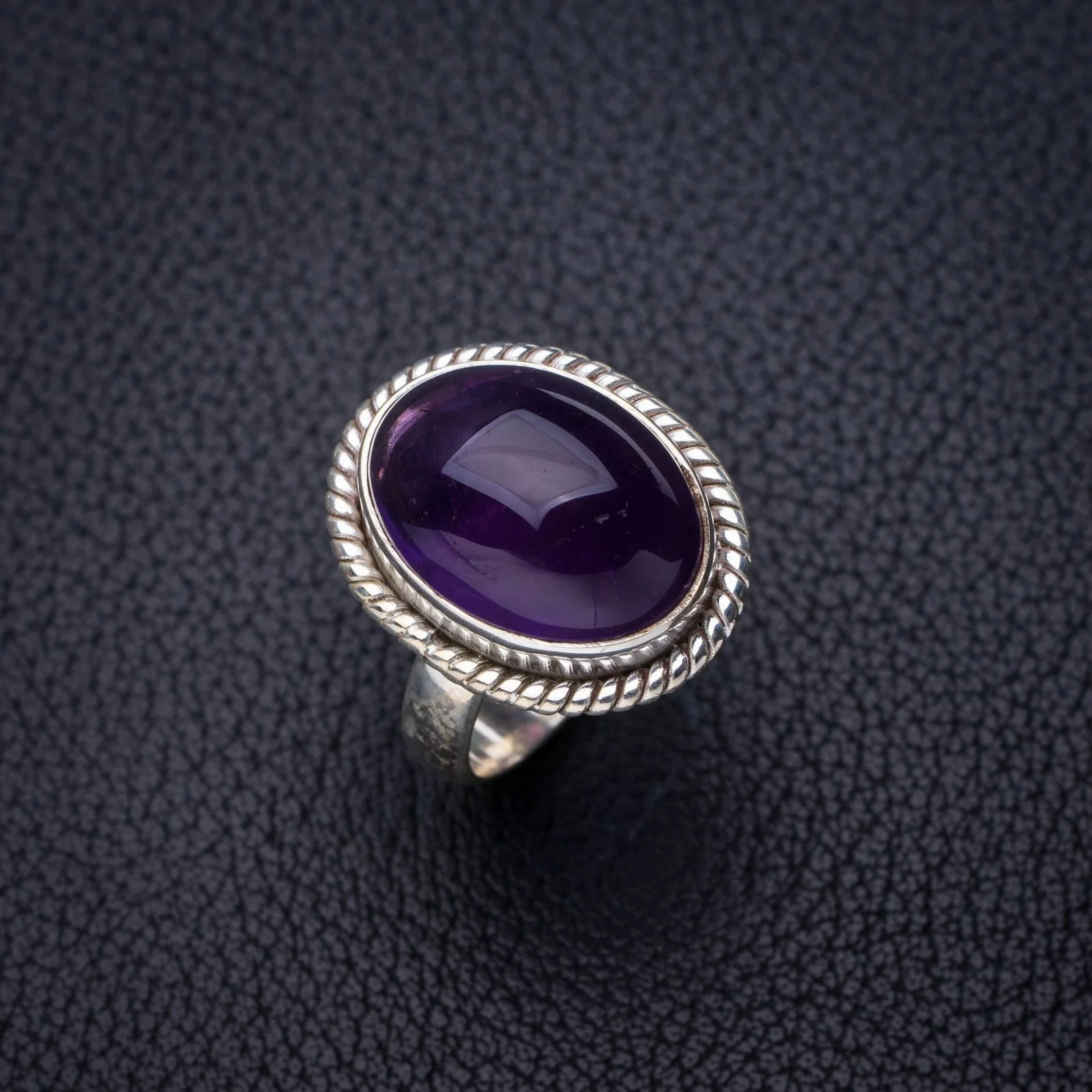 

StarGems Natural Amethyst Handmade 925 Sterling Silver Ring 5.5 E7707