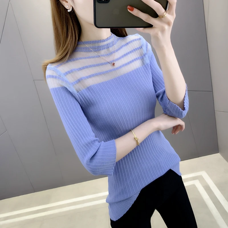 

Свитер кружевной с воротником-хомутом, 38 цветов, из пленки (6 рядов 4, 5), 19952