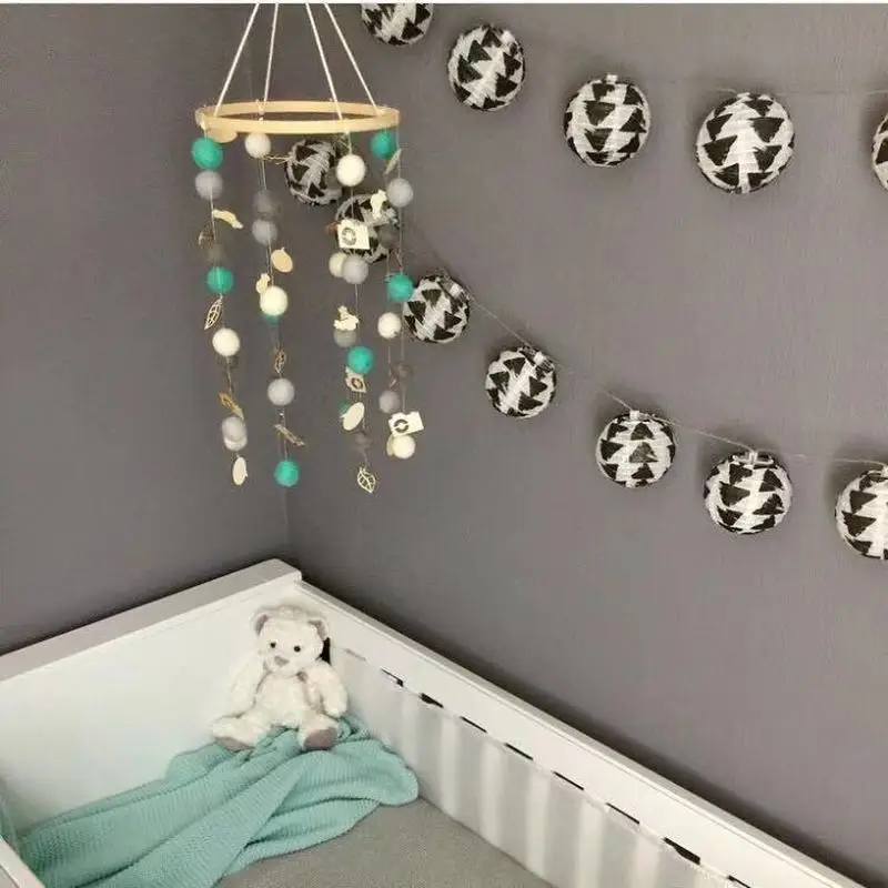 Ins Скандинавская шерстяная подвеска в виде шара ветра детская кроватка