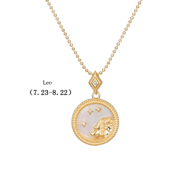 White-Leo Leouerry 925 пробы Серебряное 12 ожерелье Созвездие эксклюзивный фритиллярный/синий песчаник зодиакальные ожерелья для женщин - Цвет камня: White-Leo