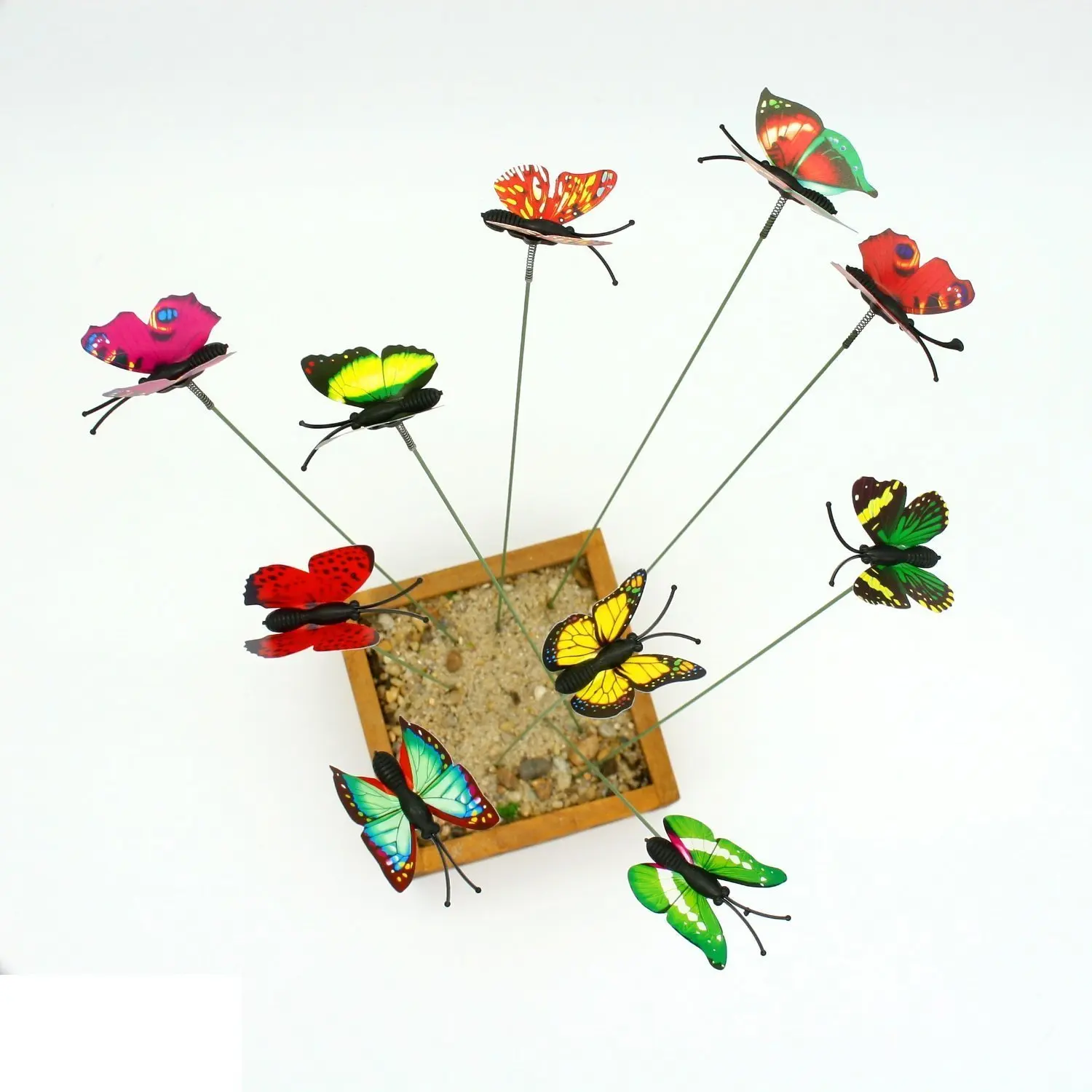 

Party Wedding Home Decor 10pcs/set 3D Mode Double Wing Artificial Butterflies On Sticks Garden Plant Yard DIY Craft