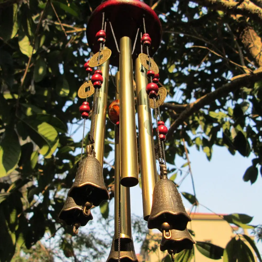 

Antique Amazing Resonant Relaxing 4 Tubes Chapel Bells Wind Chimes Decor