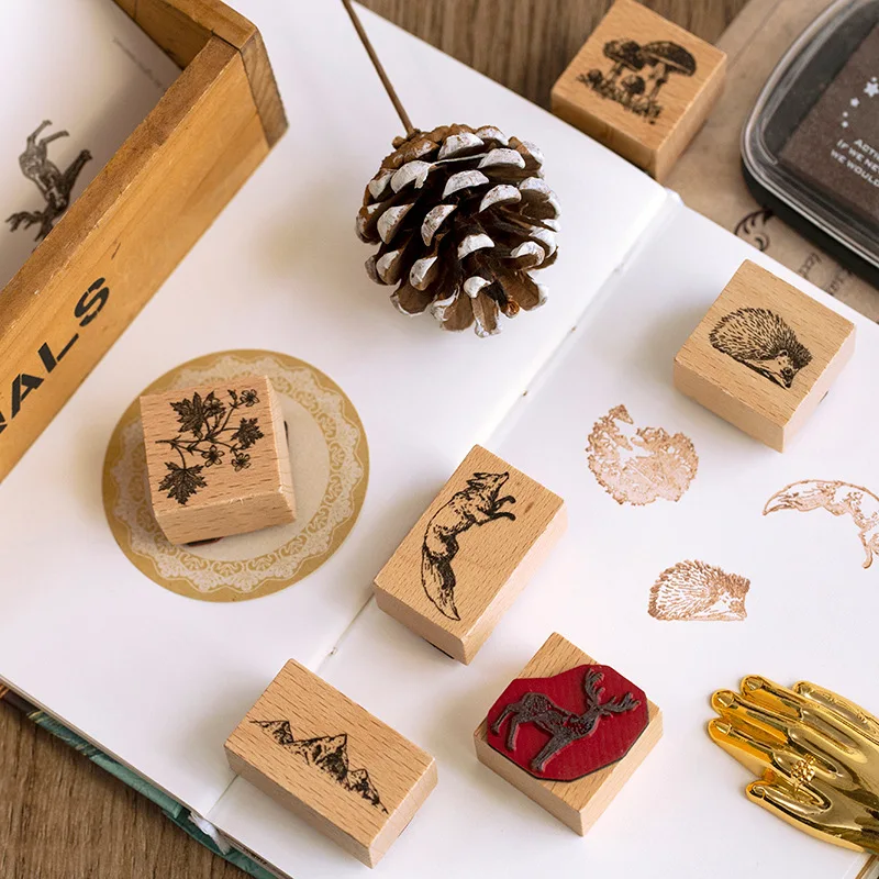 Лесные животные белка листья грибы штамп DIY Деревянные и резиновые штампы для