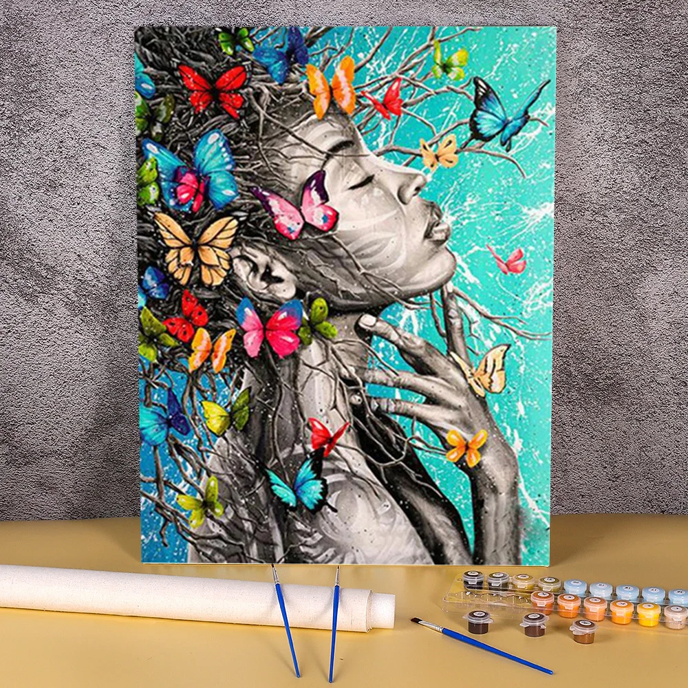 Animal Butterfly Flower Painting By Numbers Kit Oil Paints 50*70 Picture By Numbers Photo New Design  Kids Wall Art   Drawing