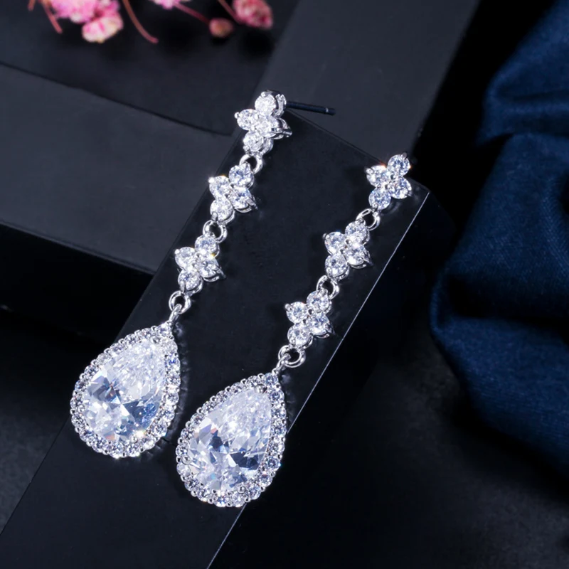 Pera Vintage Indian Women Green And Red Long Cubic Zirconia Waterdrop Big Earings For Fashion Wedding Prom Party Jewelry E158 | Украшения и