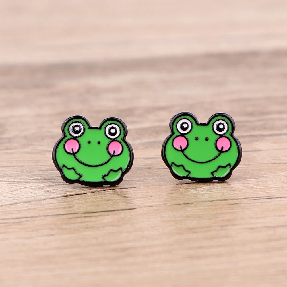 

MD814 DMLSKY Cartoon Kawaii Frog Stud Earrings Earrings Jewelry Stud Earring Pendant for Kids Girls Gift