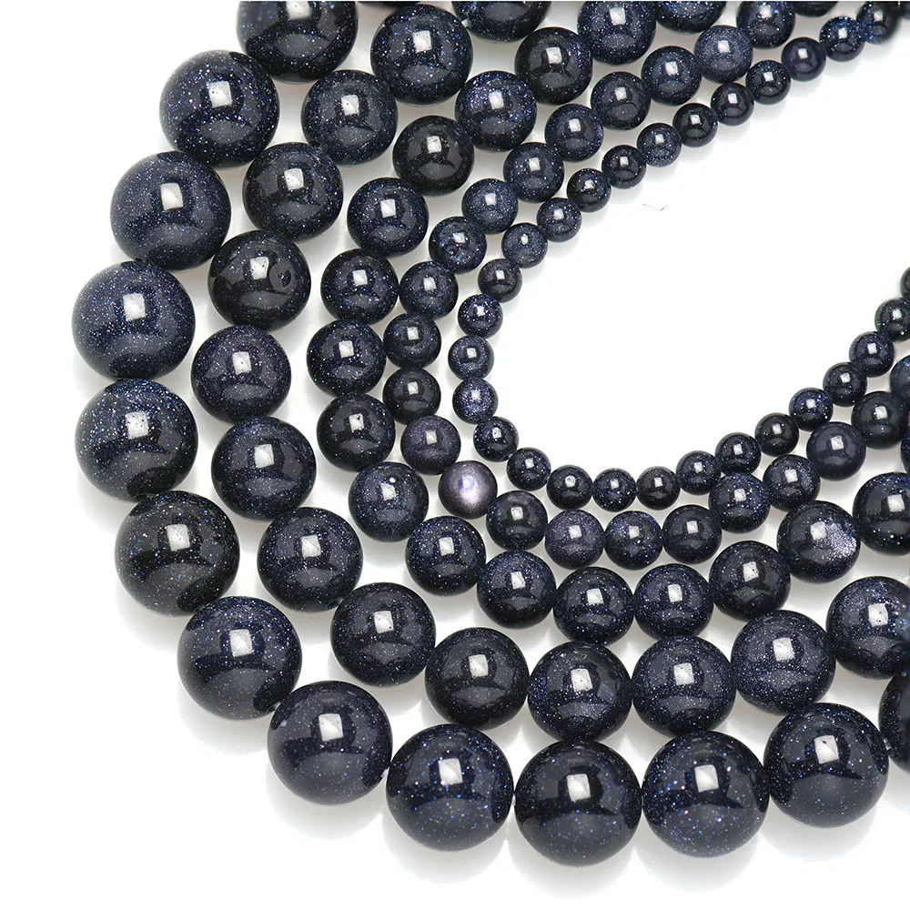 Круглые Бусины Из Натурального синего песчаника 16 дюймов нить 4 6 8 10 мм выберите