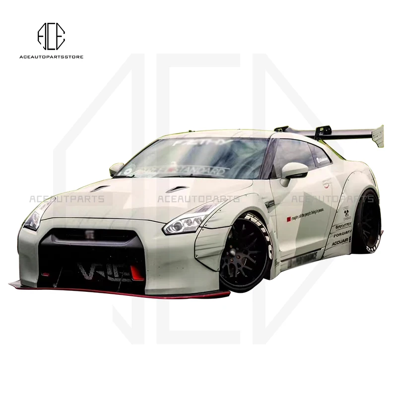 

Half Carbon Fiber Frp Material Wide Car Body Kit Front Rear Bumper Lip Spoiler Fender for Nissan GTR R35 LB Style