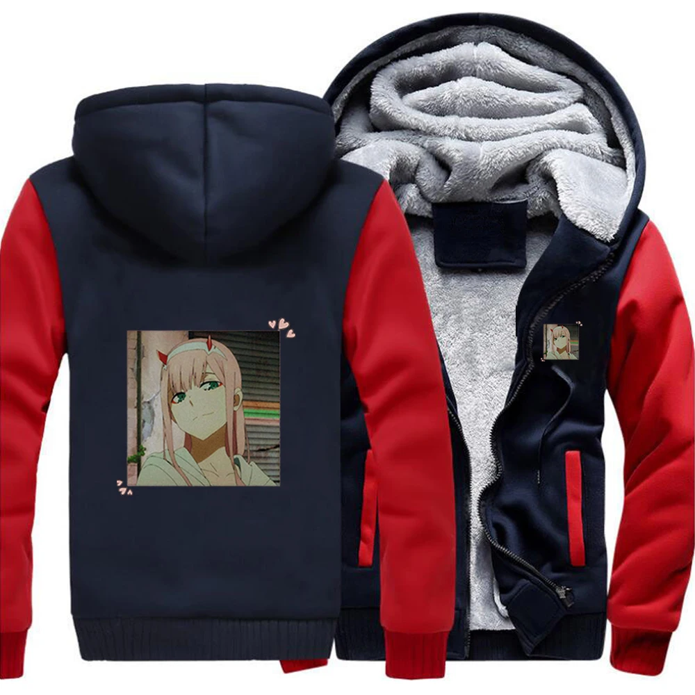 

Japanese Anime Jackets Zero Two Political Darling In The Frankk Mens Winter Sweatshirt Thick Hoodies Tops Pullovers Men's Coat