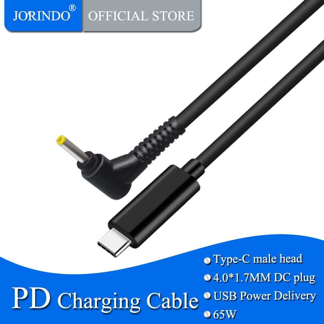 JORINDO 1 5 M/4.9FT USB C Мужская головка постоянного тока 4 0*1 7 мм Сделано в Китае ноутбук PD