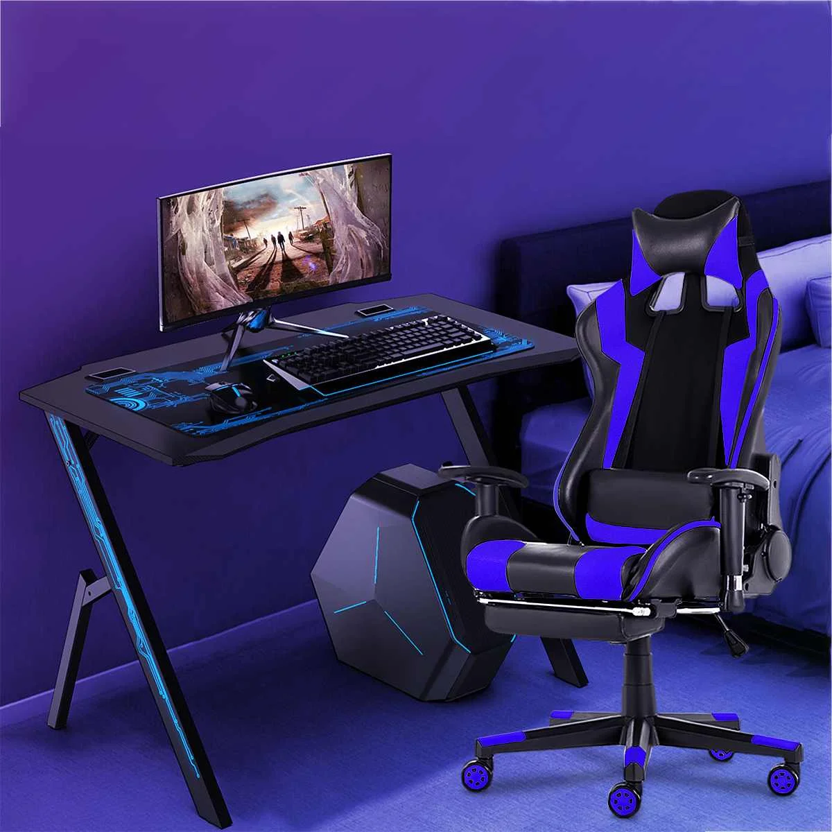 

NEW 110cm Ergonomic Gaming Desk E-sports Computer Table PC Desk Gamer Tables Workstation E-Sports Table with Mouse Pad