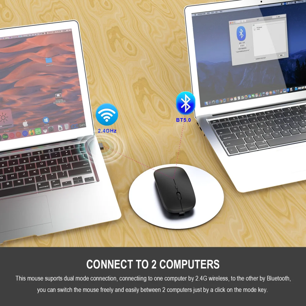 HXSJ новая Бесшумная ультратонкая Bluetooth беспроводная мышь 2 4 ГГц Двухрежимная