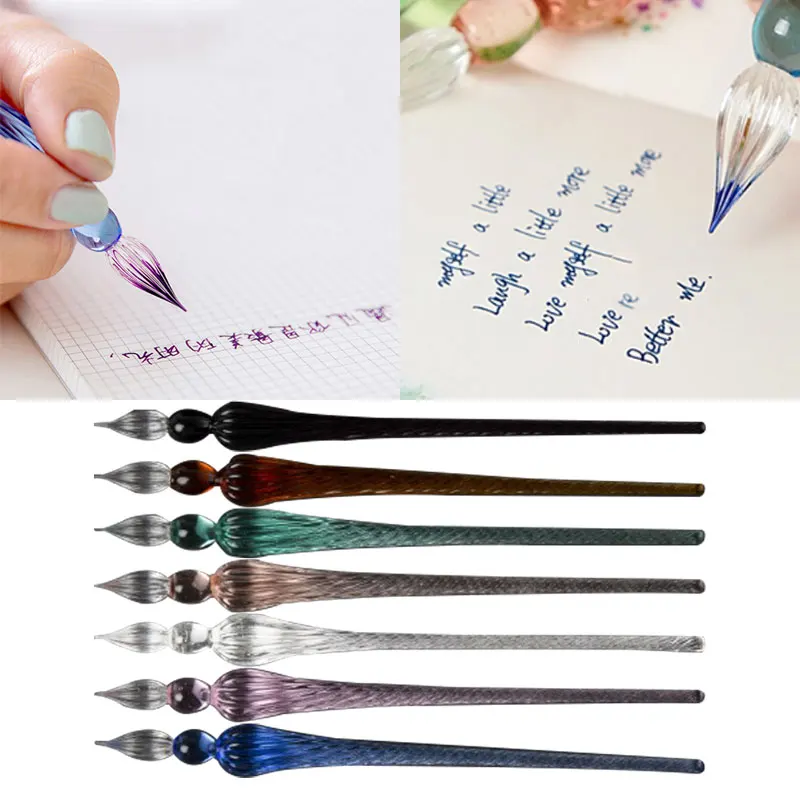 Стеклянная Ручка для капельного фонтана винтажная погружения фирменная ручка