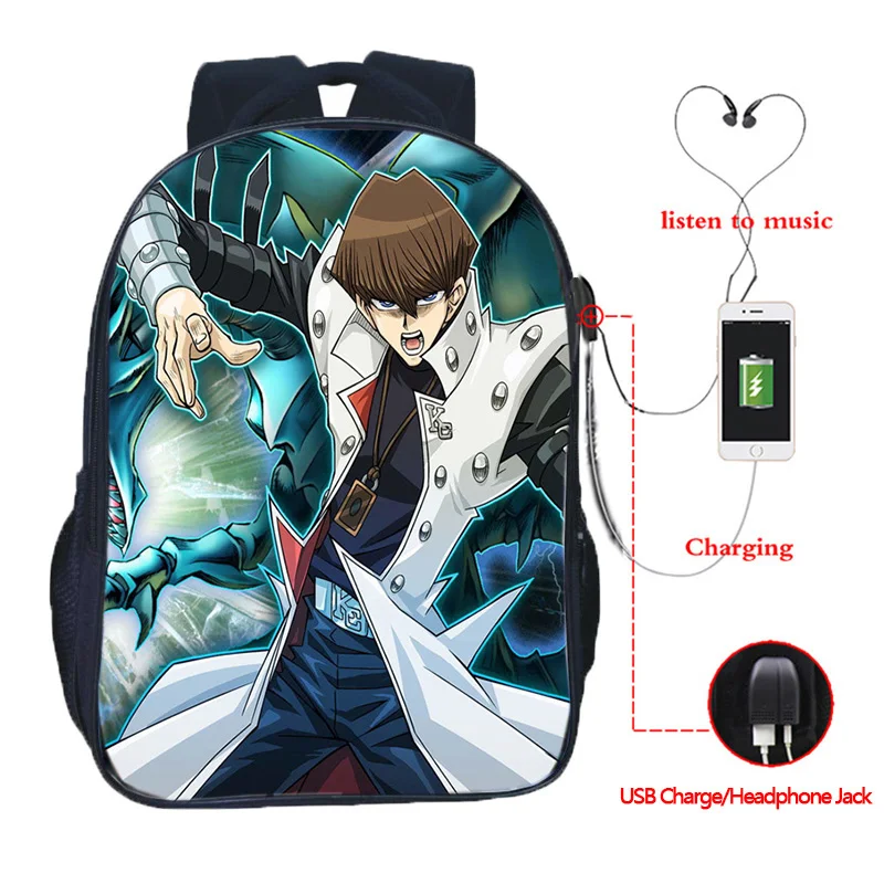 Ю-Ги-ой! Многофункциональный рюкзак Yugi Kaiba школьные сумки для подростков зарядка через usb дорожные сумки на плечо