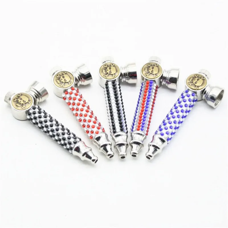 

Hot Sale Portable Weed Accessories Smoking Pipes Metal Smoke Tobacco Pipe Rhinestone Led Glow Fancy Tobacco Smoking Pipes