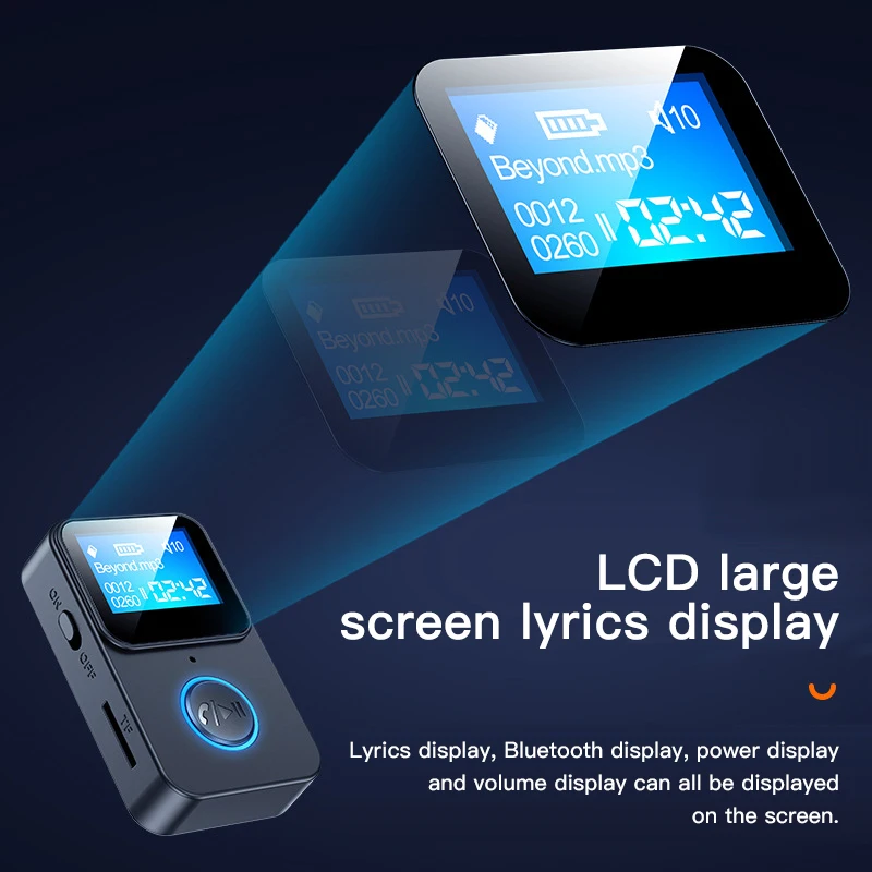 Portable MP3 Music Player Bluetooths Audio Receiver Adapter Supports 8-128GB TF Card Remote Camera Fashion HiFi Audio Module