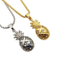 creative fruit pineapple pendant necklace plated 316l stainless steel aaa crystals pineapple necklace fashion jewelry men women