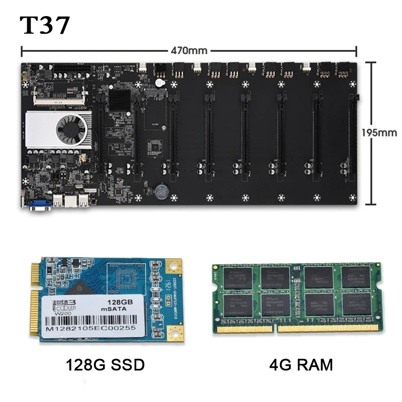 

T37/S37/D37 ETH BTC Miner motherboard Expandable port 8 * PCIE 16X /4 * USB2.0 /DDR3 Sodimm Slot/ Support 1066/1333/1600mhz