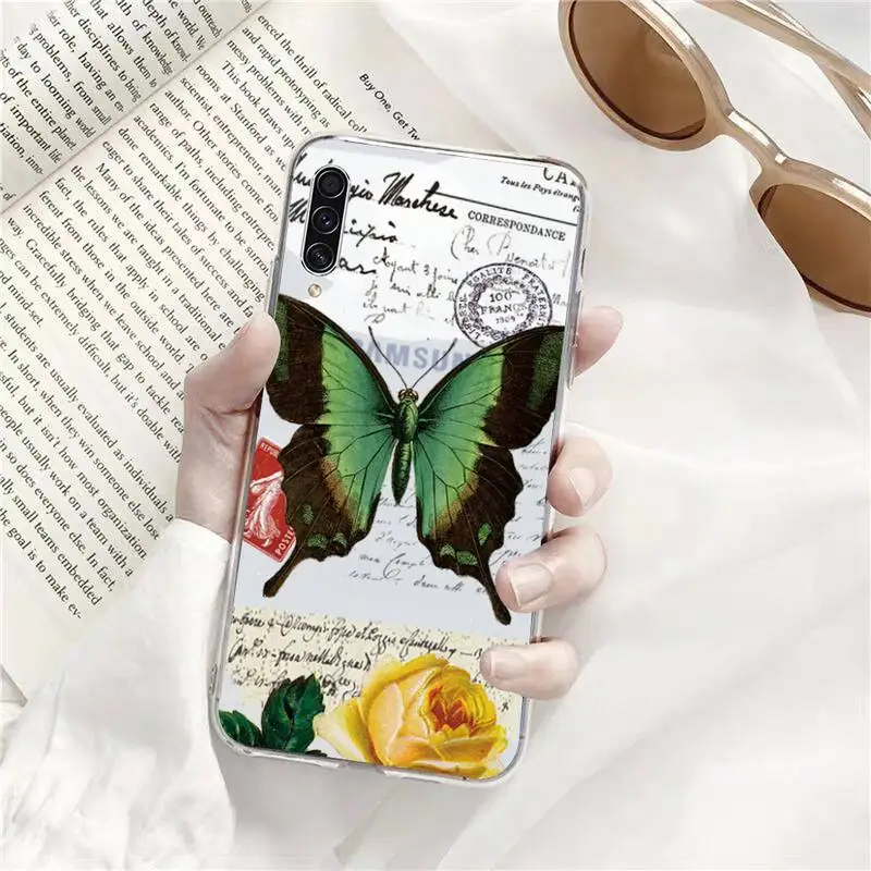 

Vintage art butterfly Phone Cases Transparent for Samsung s9 s10 s20 Huawei honor P20 P30 P40 xiaomi note mi 8 9 pro lite plus