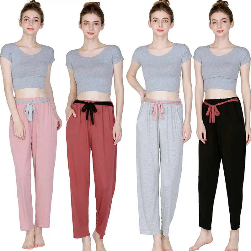 Брюки женские эластичные с высокой талией спортивные штаны для танцев