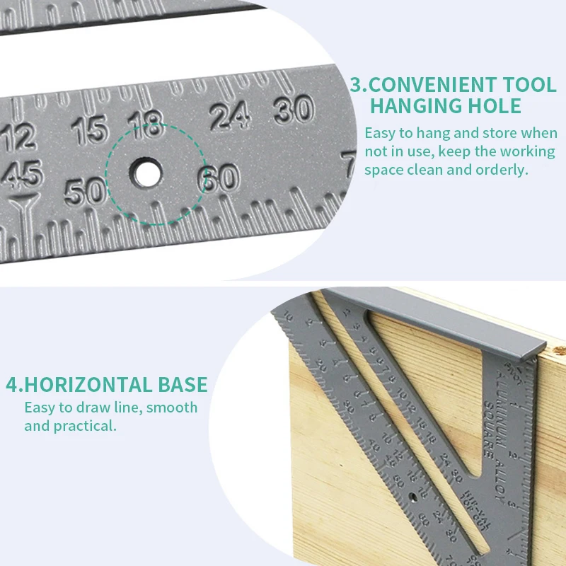 

1Pcs 7" Triangle Angle Protractor Ruler Carpenter Square Measurement Tool Square Measuring Ruler Miter Wood Measuring Tool