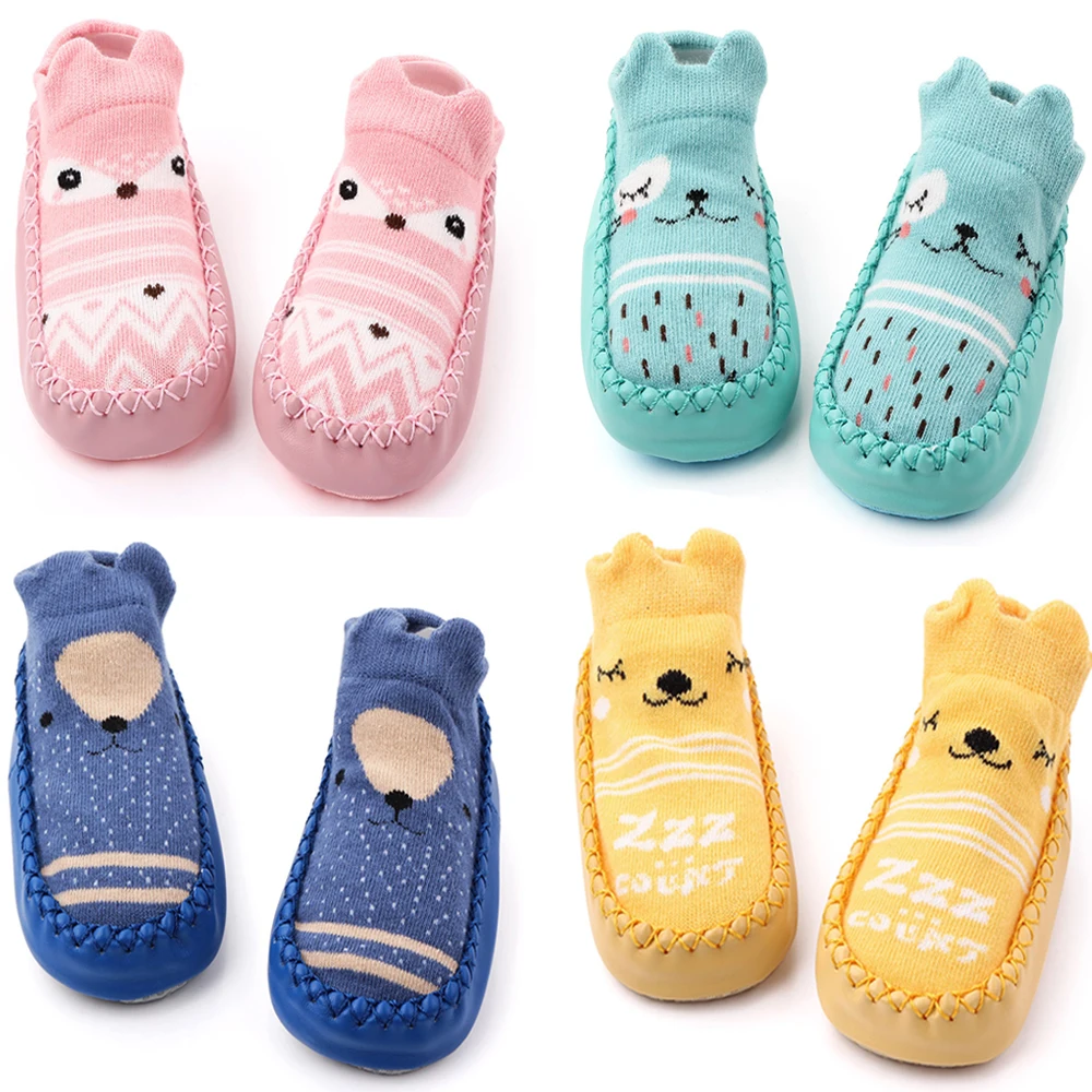 Обувь для маленьких мальчиков и девочек Мягкие носки новорожденных Хлопковые