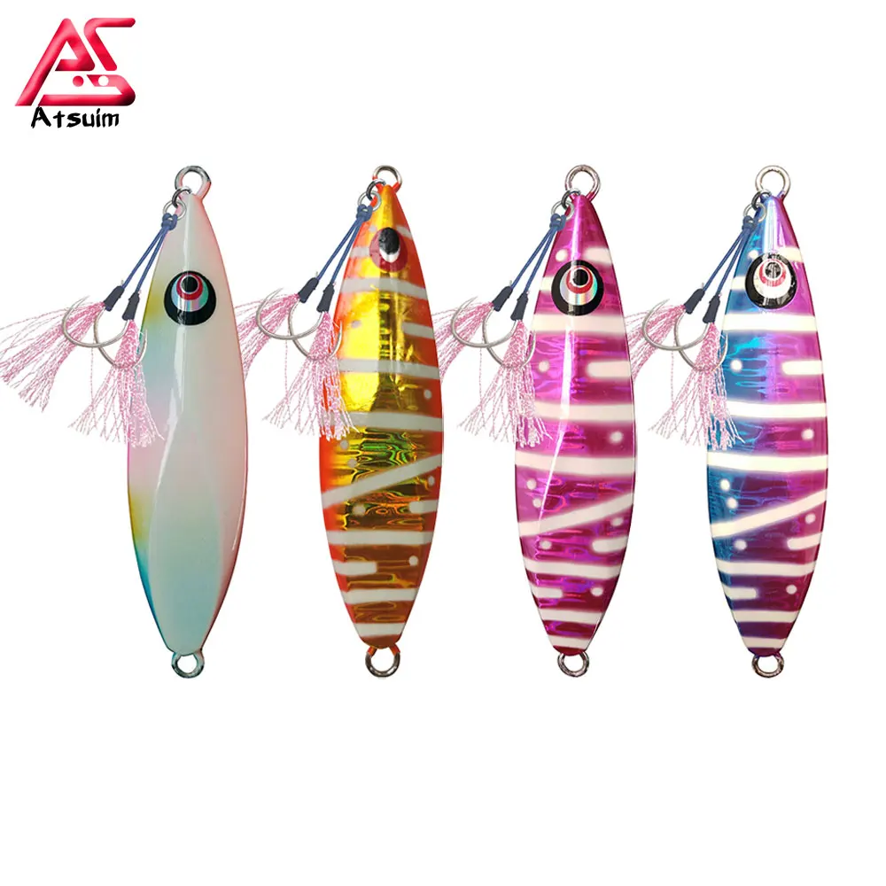 AS Slow Pitch Jigs Metal Baits Lure Glow Hooks Attached 150g200g260g Fish Slow Falling Jigs Saltwater Fishing Lure Angler