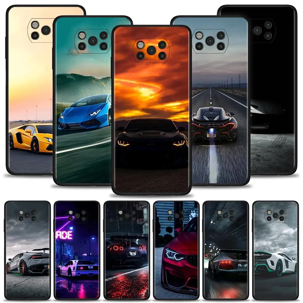 

Phone Case For Xiaomi POCO X3 NFC X3 M3 Pro X3 F3 GT F1 Cover for Mi 11T 10T Pro 9T 11 Note 10 Lite Civi Cool Super Sports Car