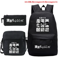 anime tokyo revengers backpack student schoolbag 3pcssets shoulder bags tokyo revengers print travel bags men book bags mochila