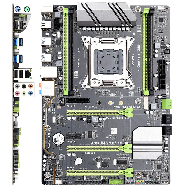 PPYY-X79-P3 LGA 2011 ATX Gaming Motherboard DDR3 RAM Memory NVME M.2 SSD Support for Intel Xeon Core CPU(with E5-2670 CPU) | Компьютеры и