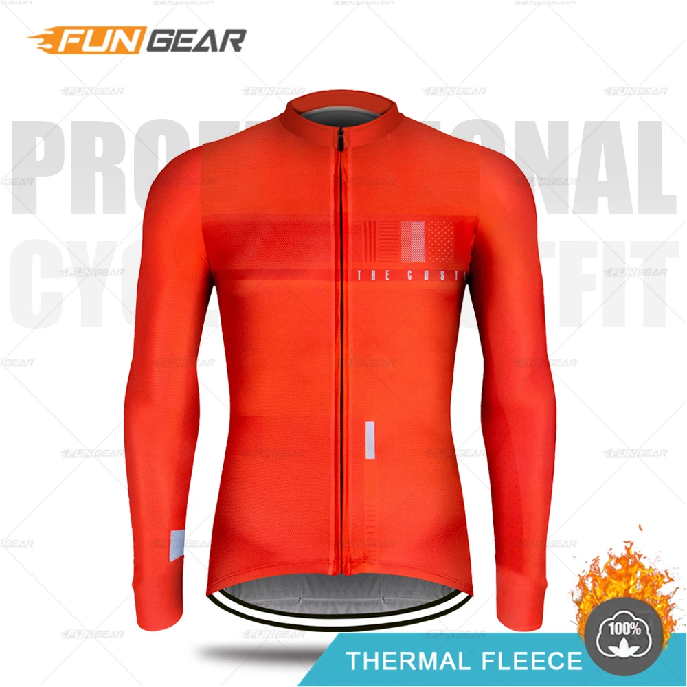 JERSEYS Зимняя мужская велосипедная Джерси с длинным рукавом, комплект, термальная флисовая велосипедная одежда, защита от холода, MTB, сохраняющая тепло, одежда для мужчин, для верховой езды - Цвет: JERSEYS