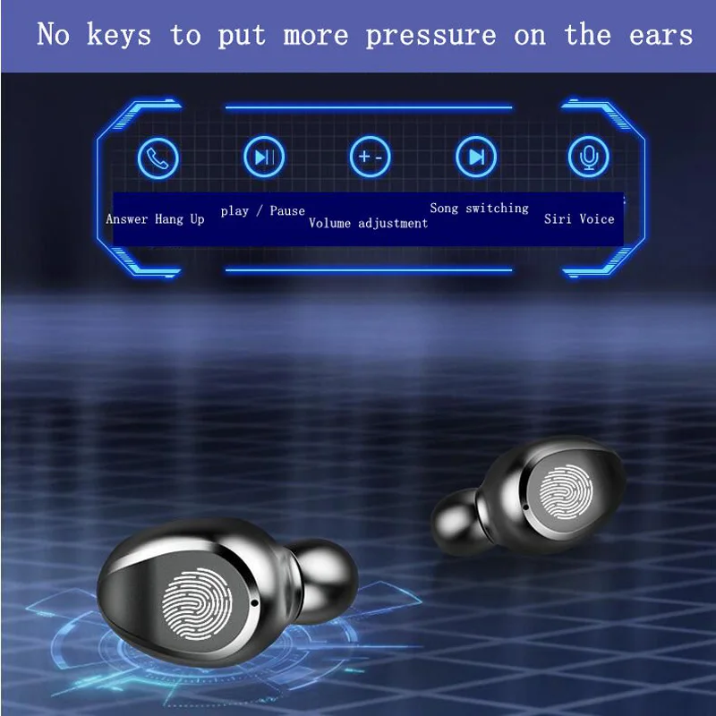 Binaural Bluetooth Headset Smart Touch Noise Reduction Power Display In-Ear Mini Waterproof Long-life Large-capacity Mobile Phon